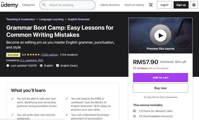 Grammar Boot Camp Online Course Homepage