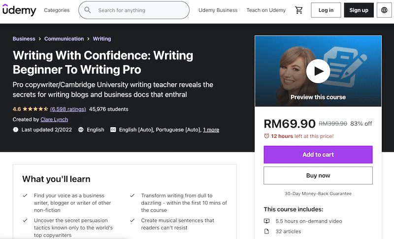Writing With Confidence Online Course Homepage