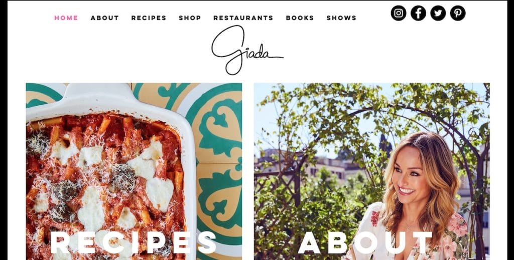Chef Website Made With Wix Example: Giada De Laurentiis