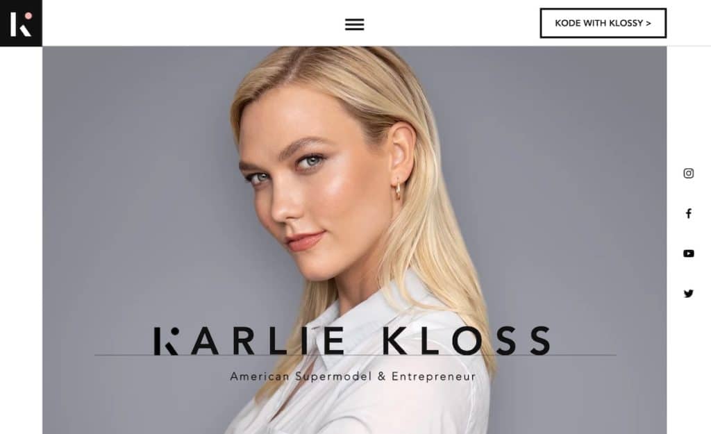 Website Made With Wix Example: Supermodel Karlie Kloss
