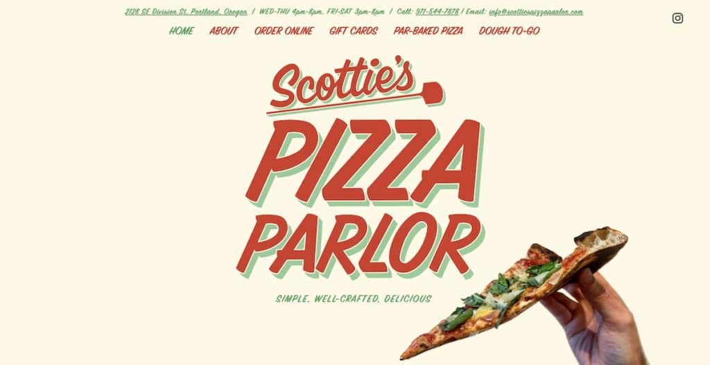 Restaurant Website Made With Wix Example: Scottie's Pizza Parlor