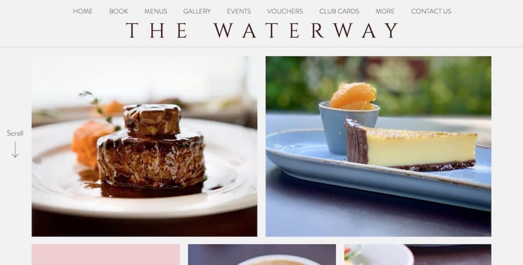 Website Made With Wix Example: The Waterway Restaurant