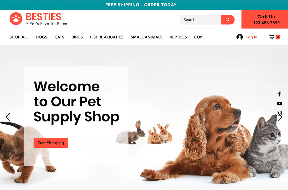 Wix Online Pet Store Template